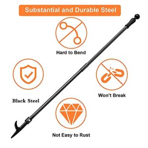 BsBsBest Fire Poker for Fire Pit, 46 Inch Extra Long Portable Campfire Poker for Fireplace, Camping, Wood Stove, Outdoor and Indoor Use, Rust Resistant Stainless Steel Black Finish