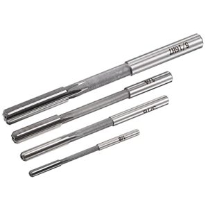 uxcell 1/8" 3/16" 1/4" 5/16" chucking reamer h7 accuracy high speed steel lathe machine reamer 6 straight flutes round shank milling cutter tool reamer set for bore machining 4pcs