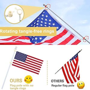 Flag Poles for Outside House - 5ft Tangle Free Flag Pole for House with Holder Bracket,Stainless Steel Flag Pole Kit for 3x5 American Flag,White Flagpoles Residential for Outdoor Porch Truck Boat