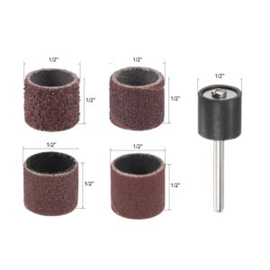 uxcell 1/2" x 1/2" Sanding Drum Set Sanding Sleeves Sandpaper Kit with Drum Mandrels for Rotary Tool 60/120/240/400 Grit 102pcs