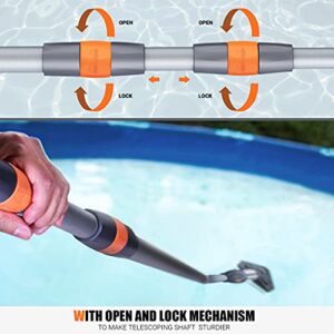 Handheld Pool Vacuum, 2200 mAh, 75+ mins Run time, 92'' Total Reach, Extendable Pool Cleaner, Twist Lock and Lightweight Design. Ideal for Spa, Small Swimming Pool Clean up, Gray