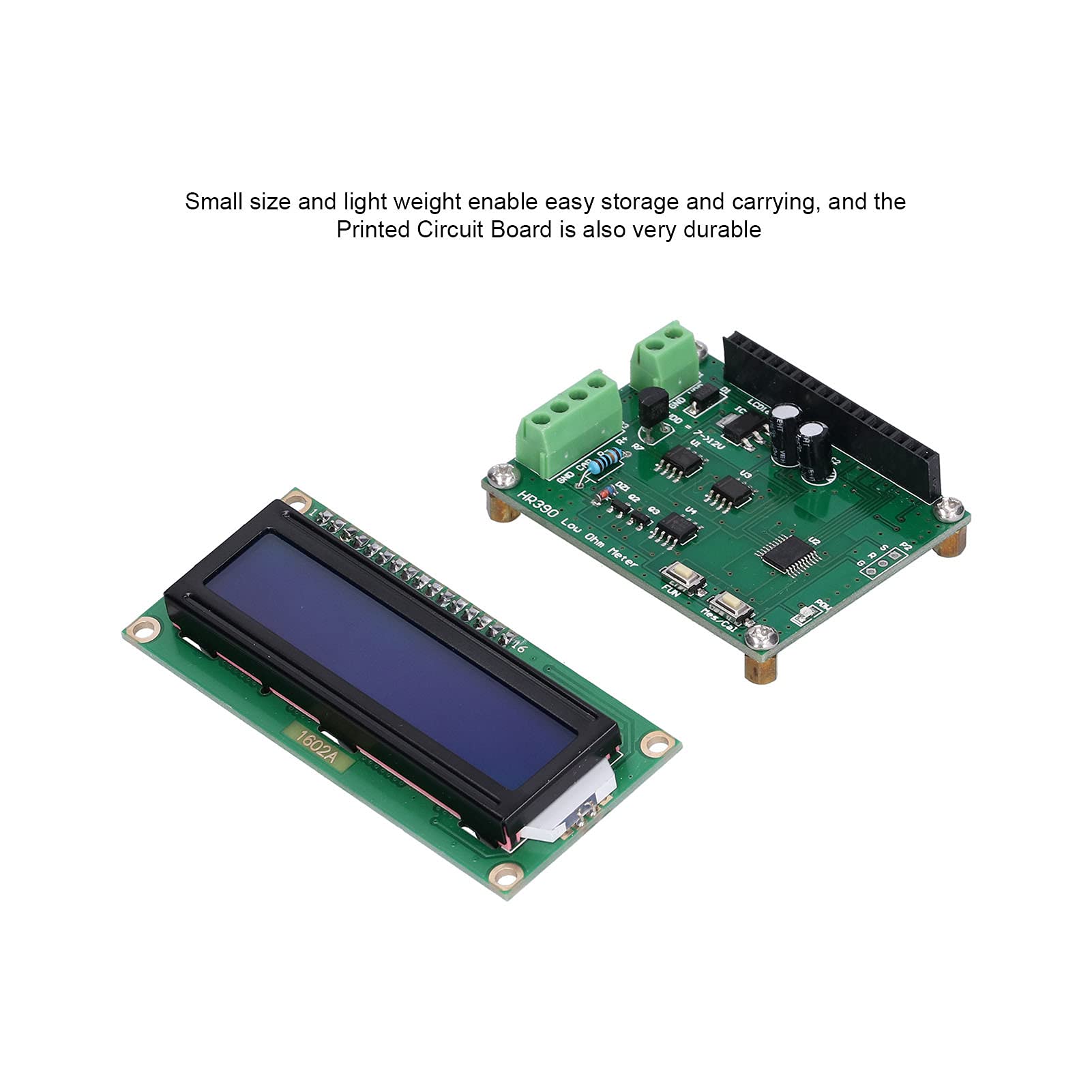 Walfront HR390 Low Resistance Ohmmeter Milliohm Meter Milli Ohmmeter Measure Resistance Capacitance High Accuracy 0~120Ω 10pf~20000uf with 2 Clips