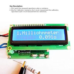 Walfront HR390 Low Resistance Ohmmeter Milliohm Meter Milli Ohmmeter Measure Resistance Capacitance High Accuracy 0~120Ω 10pf~20000uf with 2 Clips