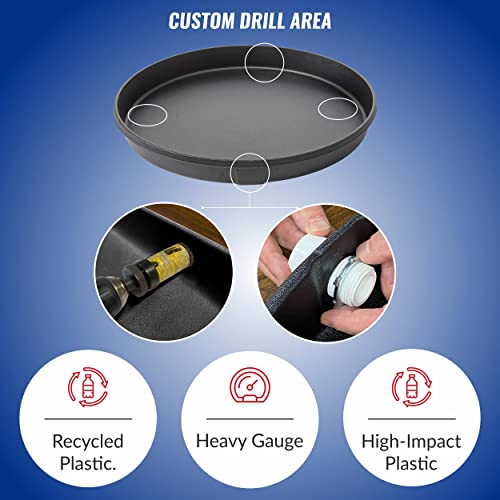 American Built Pro Water Heater Drain Pan Undrilled Anti Flood Pan Comes with 1" Drain Adapter Fitting 20" Round Black Drain Pan Made for Electric Water Heater Protects Floor from Water Damages