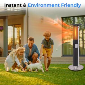 SereneLife Infrared Patio Heater, Electric Patio Heater for Indoor/Outdoor Use, Portable Tower Heater with Remote Control, 1500 W, for Restaurant, Patio, Backyard, Garage, Decks (Black)