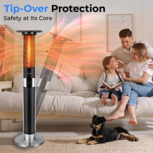 SereneLife Infrared Patio Heater, Electric Patio Heater for Indoor/Outdoor Use, Portable Tower Heater with Remote Control, 1500 W, for Restaurant, Patio, Backyard, Garage, Decks (Black)