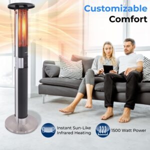 SereneLife Infrared Patio Heater, Electric Patio Heater for Indoor/Outdoor Use, Portable Tower Heater with Remote Control, 1500 W, for Restaurant, Patio, Backyard, Garage, Decks (Black)