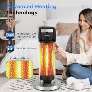 SereneLife Infrared Patio Heater, Electric Patio Heater for Indoor/Outdoor Use, Portable Heater with Remote Control, 900 W, for Restaurant, Patio, Backyard, Garage, Decks (Black)