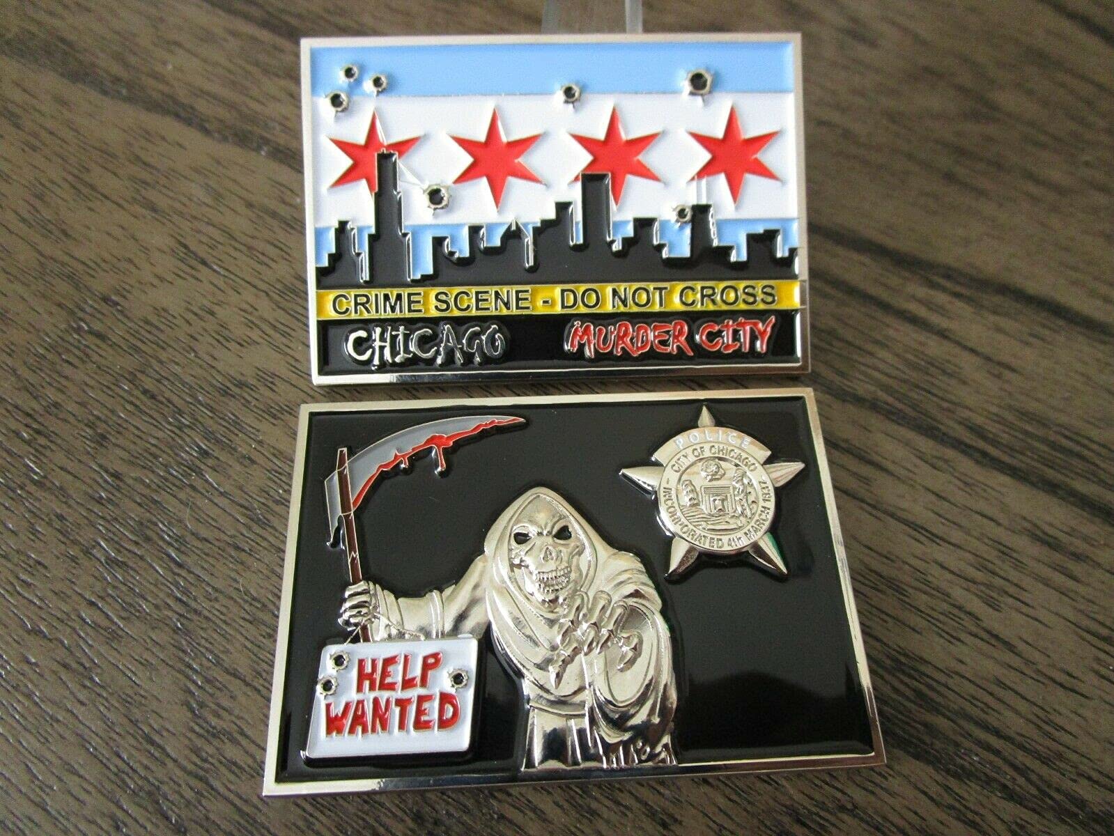 Chicago Police Department CPD Grim Reaper Help Wanted Murder City Challenge Coin