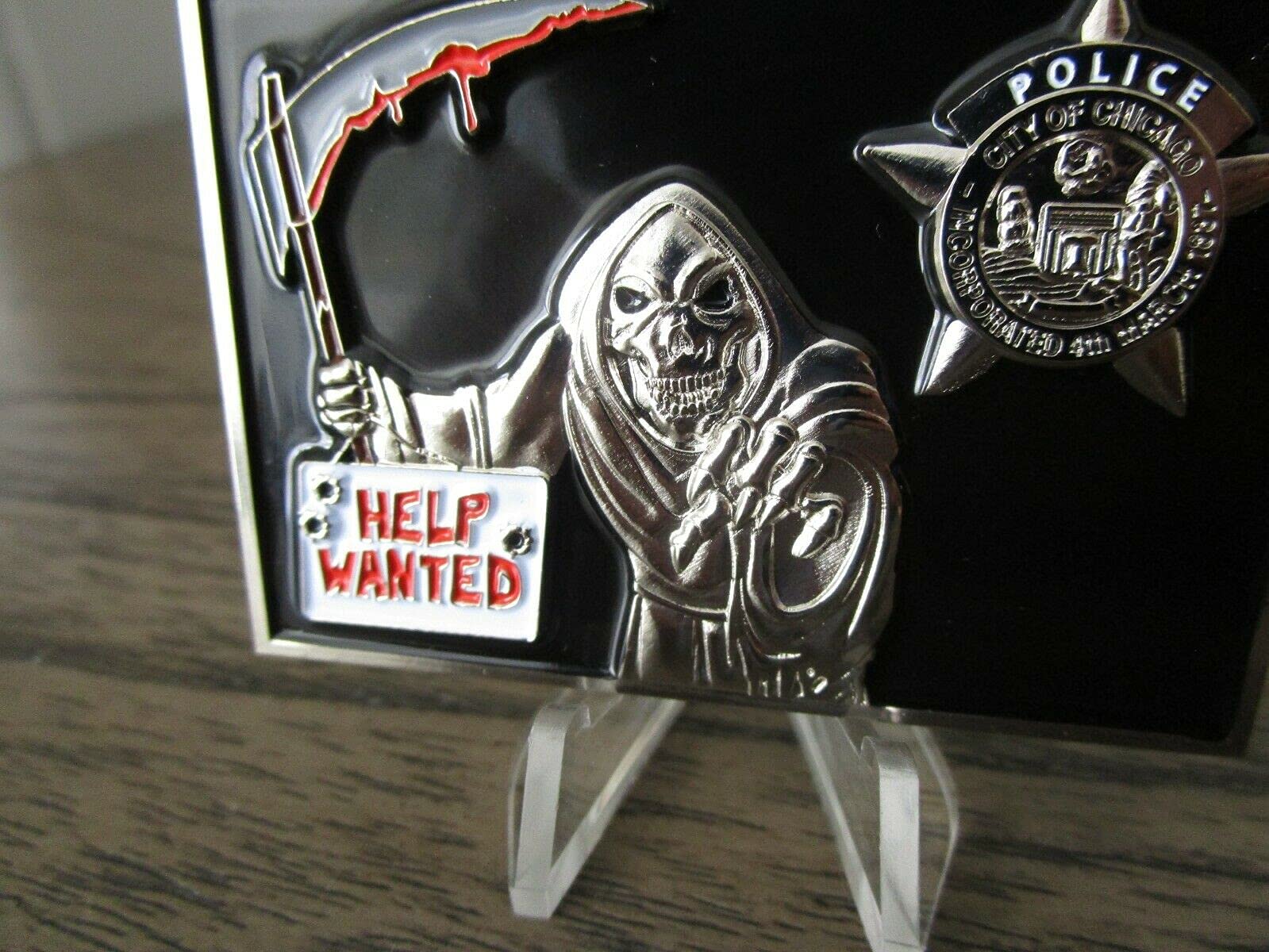 Chicago Police Department CPD Grim Reaper Help Wanted Murder City Challenge Coin