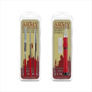 the army painter - stainless steel precision hobby knife with soft grip and 5 extra razor-sharp scalpel blades, and miniature and model 3-piece diamond file set
