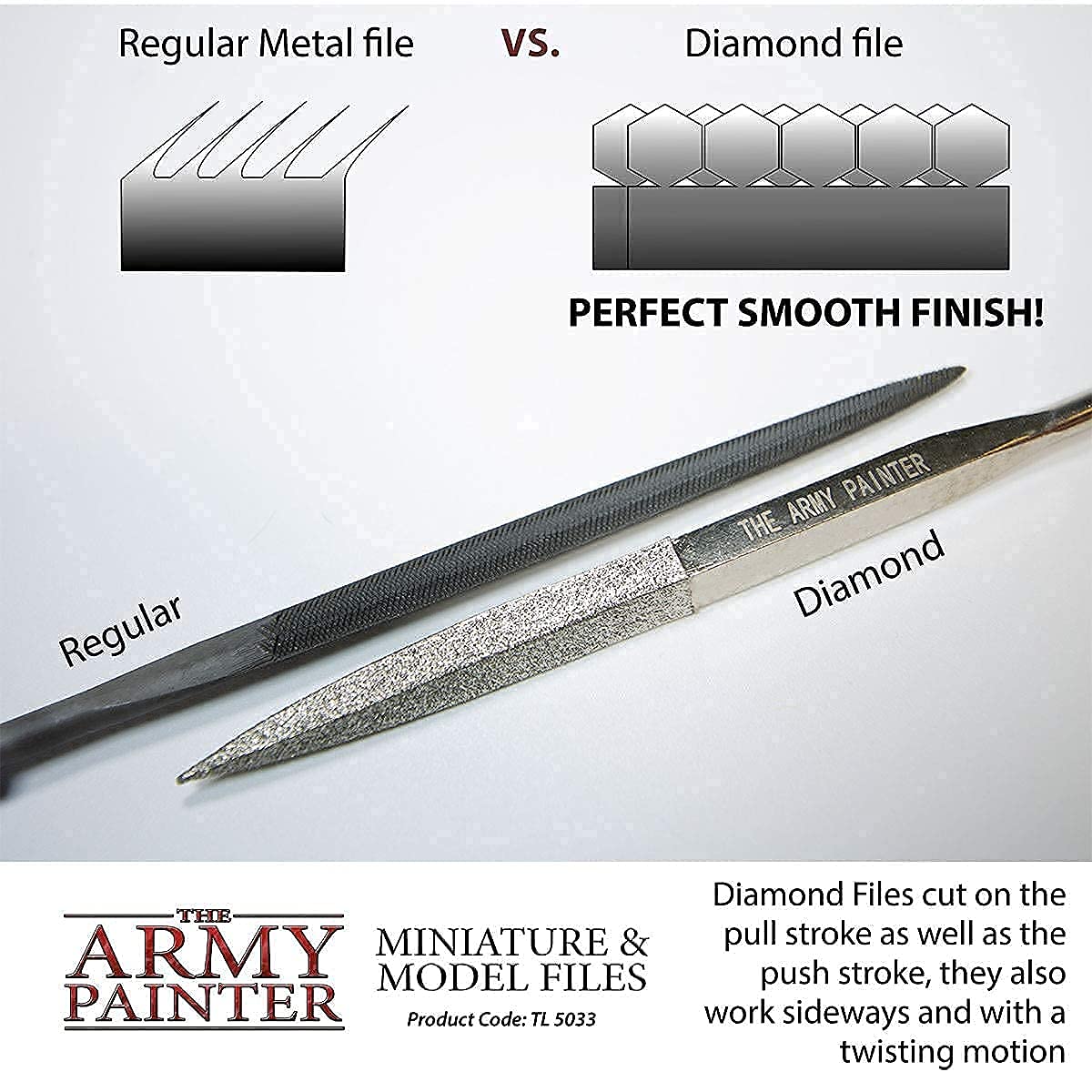 The Army Painter - Stainless Steel Precision Hobby Knife with Soft Grip and 5 Extra Razor-Sharp Scalpel Blades, and Miniature and Model 3-Piece Diamond File Set