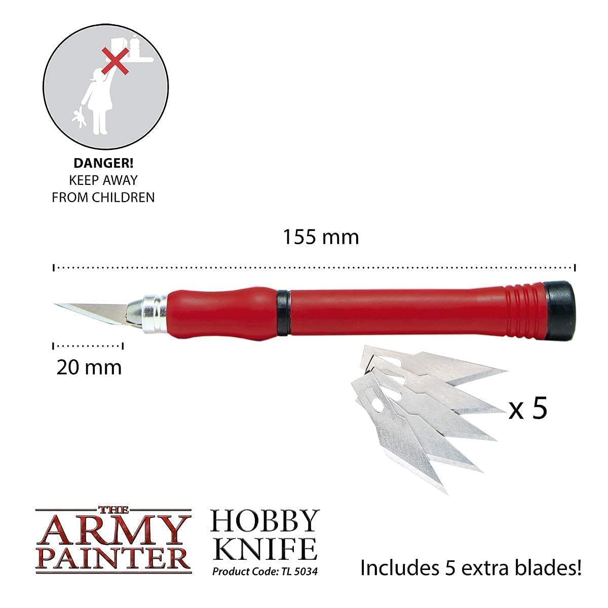 The Army Painter - Stainless Steel Precision Hobby Knife with Soft Grip and 5 Extra Razor-Sharp Scalpel Blades, and Miniature and Model 3-Piece Diamond File Set