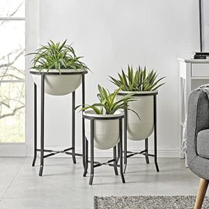 firstime & co. white meriwether outdoor planter 3-piece set indoor or outdoor raised flower pot for garden, patio, balcony, metal, 16.75 x 16.75 x 29 inches