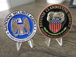 set of 2 challenge coins defense intelligence agency clandestine service dia dcs & nsa cno cyber network operations