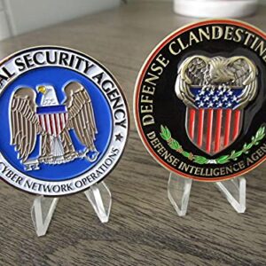 Set of 2 Challenge Coins Defense Intelligence Agency Clandestine Service Dia DCS & NSA Cno Cyber Network Operations