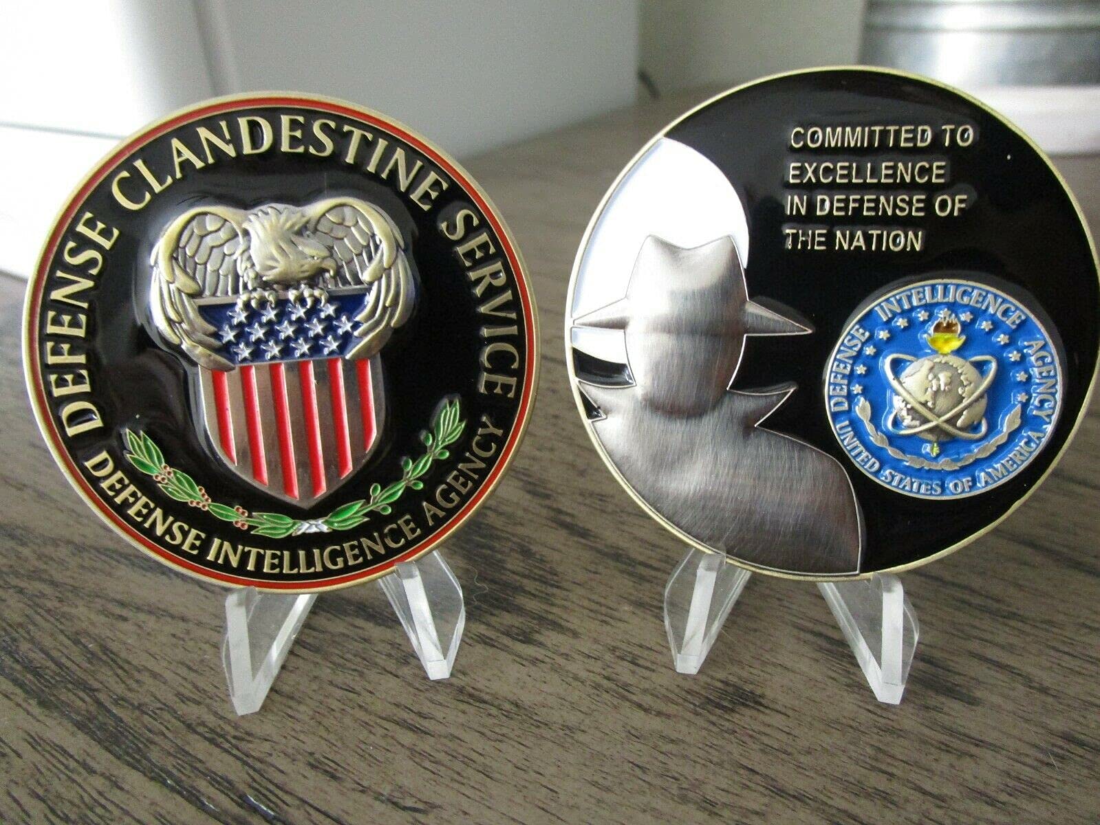 Set of 2 Challenge Coins Defense Intelligence Agency Clandestine Service Dia DCS & NSA Cno Cyber Network Operations