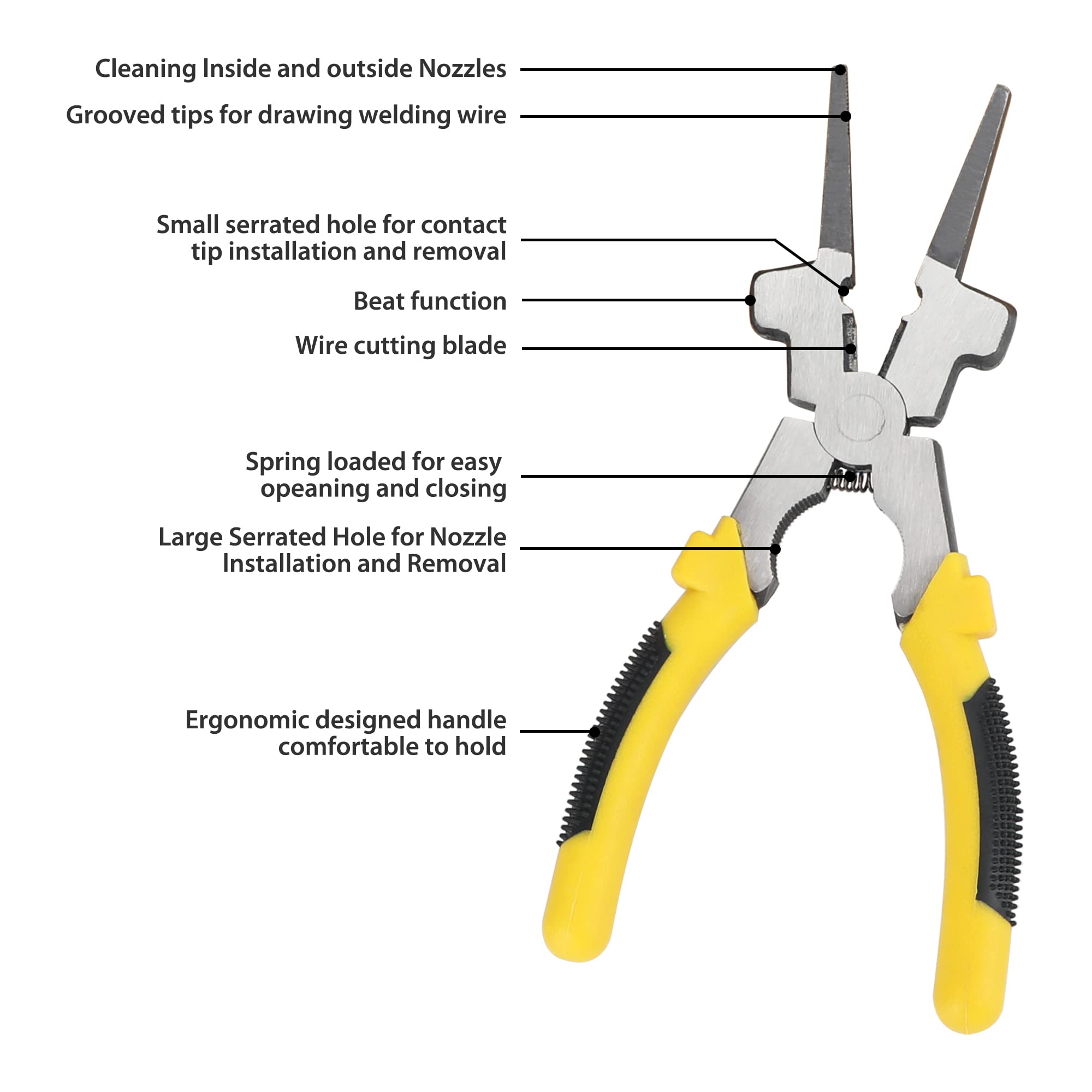 Hynade MIG Pliers Multi-Function Welding Pliers Anti-Rust Welpers Mig Welder Plier Clip Tools Yellow