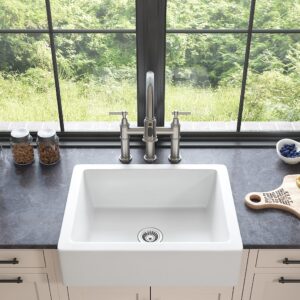 CITYLE 30 Inch Farmhouse Kitchen Sink, Apron Front Kitchen Sink Single Bowl White Fireclay Porcelain Ceramic Farm Kitchen Sinks 30"L x 19"W x 8"H