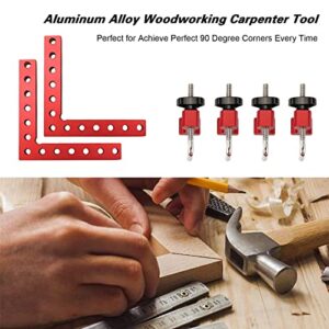 90 Degree Positioning Squares Right Angle Clamps 5.5" Aluminum Alloy Woodworking Carpenter Corner Clamping Tool for Picture Frame Box Cabinets Drawers (4 Pcs Red)