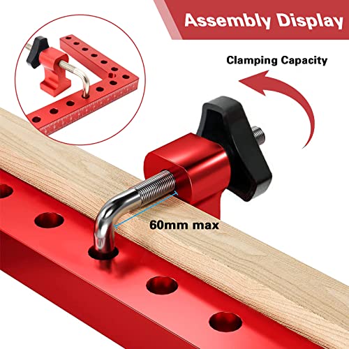 90 Degree Positioning Squares Right Angle Clamps 5.5" Aluminum Alloy Woodworking Carpenter Corner Clamping Tool for Picture Frame Box Cabinets Drawers (4 Pcs Red)