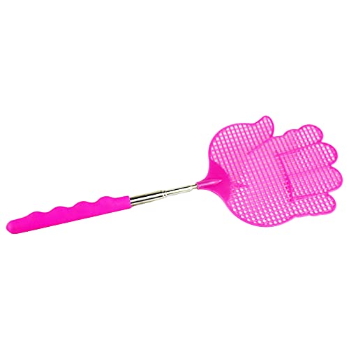 YJYdadaS Retractable Fly Swatter, Mini Retractable Stainless Steel Fly Swatter Durable Retractable Fly Swatter - Yellow, Green, Blue, Pink of 4 Style Color, Total Length 29.5 inch (Pink) 11inch