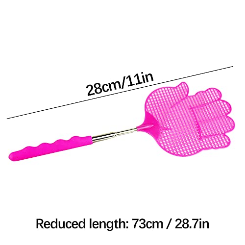 YJYdadaS Retractable Fly Swatter, Mini Retractable Stainless Steel Fly Swatter Durable Retractable Fly Swatter - Yellow, Green, Blue, Pink of 4 Style Color, Total Length 29.5 inch (Pink) 11inch