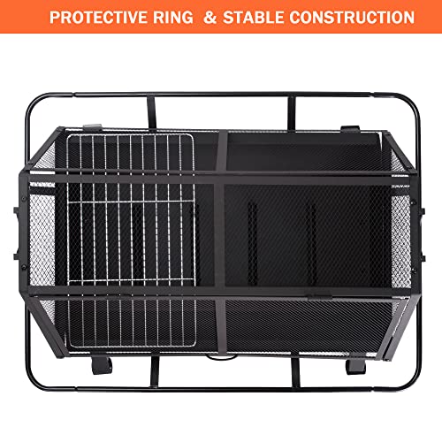 SUNCREAT Outdoor Fire Pit with Steel Grill, 36 Inch Large Wood Burning Firepit for Outside with Cooking BBQ Grill Grate, Spark Screen, Fireplace Poker, and Waterproof Cover