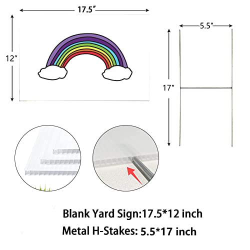 WENWELL Blank Yard Signs with H Metal Stakes 17 x 12 in,Real Estate Garage sale Signs,Corrugated Plastic Lawn Sign for Birthday,Custom Poster Outdoor sign for road,Arrow,House,7 Packs