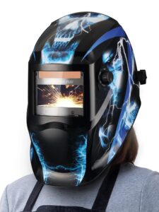 weldsamurai auto darkening welding helmet, true color solar power welding hood, 4 arc sensor wide shade 4/5-8/9-13 welder mask shield with grinding for tig mig mma plasma