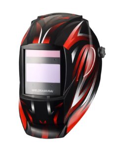 weldsamurai welding helmet auto darkening, large viewing screen true color welding hood with 4 arc sensor, wide shade 4/5-8/9-13 for tig mig arc weld grinding welder mask