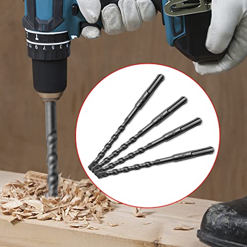 LDEXIN 4 Pcs 5/16" Diameter Rotary Hammer Drill Bits, SDS Plus Hammer Drill Bits for Concrete Masonry Wall - 5-7/8" Long