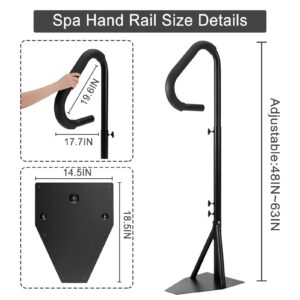 Spa Hot Tub Hand Rail - Adjustable Height 63'' Slide- Under Base Spa Steps Hot Tub Hand Rail, 600 LBS Load Spa Side Under Mount Rail, Spa Handrail for Hot Tub(Extra Long Rubber Sponge)