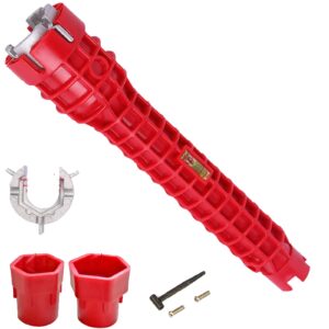 Faucet and Sink Installer Tool,8 in 1 Faucet and Sink Installer Multi Tool,Multi-Purpose Plumbing Tool Multifunctional Repair Installation Hand Tools For Toilet Bowl/Sink/Kitchen（One-way Red）