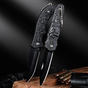 NC Folding Knife Black Stainless Steel Blade Black Handle, Tactical, EDC,Camping,Outdoor,Daily application，Pocket Knife