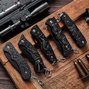 NC Folding Knife Black Stainless Steel Blade Black Handle, Tactical, EDC,Camping,Outdoor,Daily application，Pocket Knife