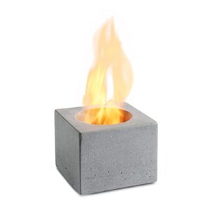 Concrete Encounter Concrete Square Tabletop Indoor fire Bowl fire Pit, The Fire Pot., SM-S, Gray, 5In x 5In x 4In