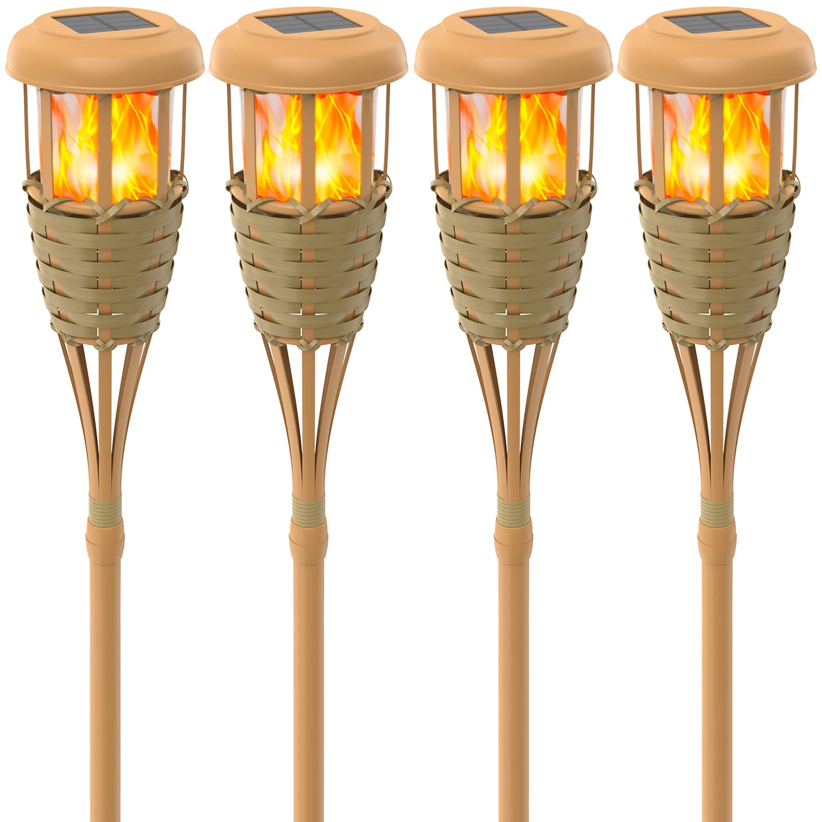 Evelynsun Solar Outdoor Lights, Solar Torch Lights Outdoor flickeringflame, Outdoor Decorations for Patio Path Yard (4 Pack)