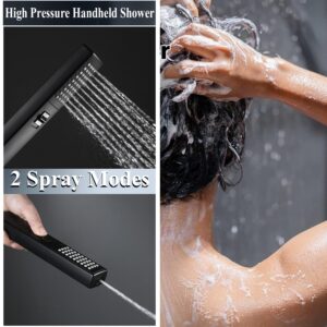 Shower Head Combo,10 Inch High Pressure Rain Shower Head with 11 Inch Adjustable Extension Arm and 3 Settings Handheld,Powerful Shower Spray Against Low Pressure Water with Long Hose