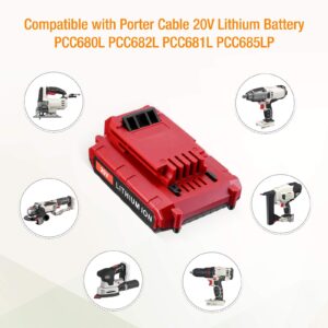 3.0Ah PCC685L Lithium Ion Battery Compatible with Porter Cable 20V Battery with Charger for PCC685L PCC680L PCC682L PCC685LP PCC692L PCC681L Cordless Power Tools Battery