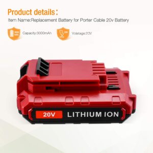 3.0Ah PCC685L Lithium Ion Battery Compatible with Porter Cable 20V Battery with Charger for PCC685L PCC680L PCC682L PCC685LP PCC692L PCC681L Cordless Power Tools Battery