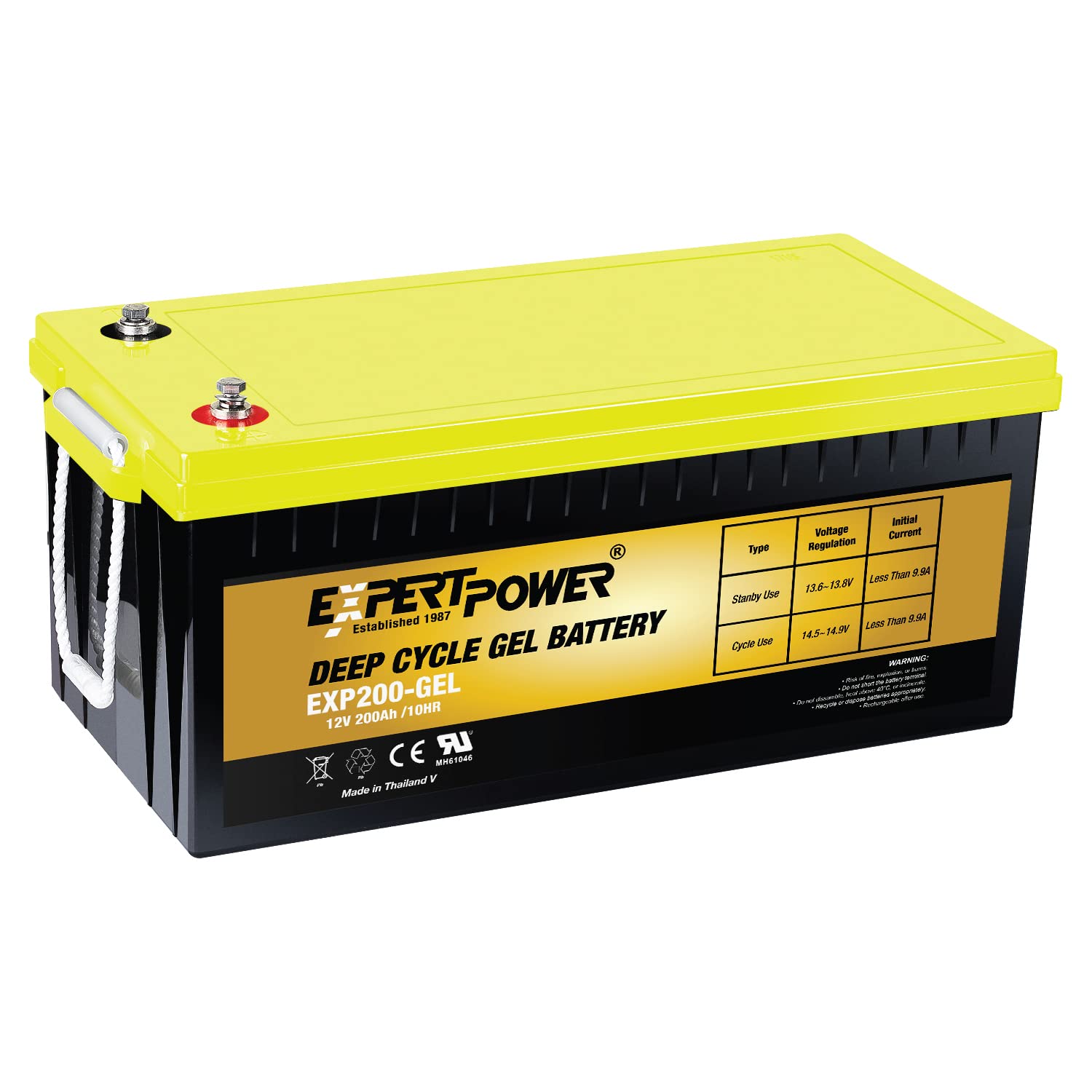 ExpertPower Deep Cycle 12V 200AH VRLA Gel Battery, Service Life Over 2000 Cycles, Maintenance Free, for Solar, RV, Cabin, Shed, Marine and More