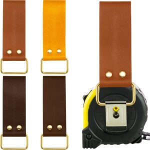 jetec 4 pieces leather belt clip tape measure clip measuring tape clip tool belt tape measure holder drill impact tool holster tool belt with loops for tape measure, drills, clipped tools