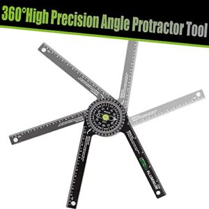 Miter Saw Protractor,Aluminum Protractor Angle Finder with Level Gauge High Precision Laser Inside & Outside Miter Angle Finder for Angle Finder Carpenters, Trim work,Plumbers and All Building Trades