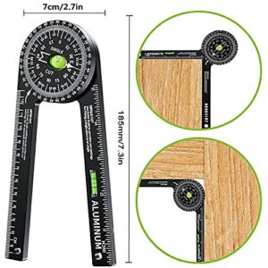 Miter Saw Protractor,Aluminum Protractor Angle Finder with Level Gauge High Precision Laser Inside & Outside Miter Angle Finder for Angle Finder Carpenters, Trim work,Plumbers and All Building Trades