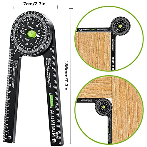 Miter Saw Protractor,Aluminum Protractor Angle Finder with Level Gauge High Precision Laser Inside & Outside Miter Angle Finder for Angle Finder Carpenters, Trim work,Plumbers and All Building Trades