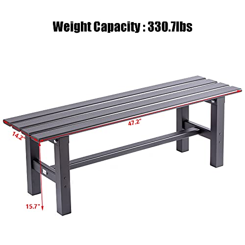 TECSPACE Aluminum Indoor/Outdoor Patio Bench Black,47.2 x 14.2X 15.7 inches,Light Weight High Load-Bearing,Outdoor Bench for Park Garden,Patio and Lounge