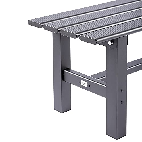 TECSPACE Aluminum Indoor/Outdoor Patio Bench Black,47.2 x 14.2X 15.7 inches,Light Weight High Load-Bearing,Outdoor Bench for Park Garden,Patio and Lounge