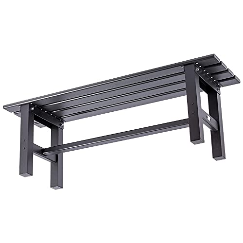 TECSPACE Aluminum Indoor/Outdoor Patio Bench Black,47.2 x 14.2X 15.7 inches,Light Weight High Load-Bearing,Outdoor Bench for Park Garden,Patio and Lounge