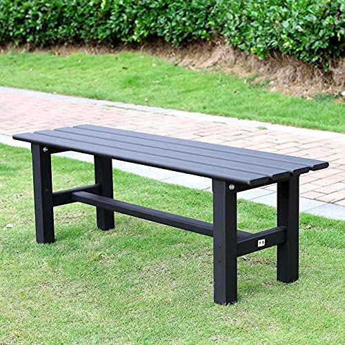 TECSPACE Aluminum Indoor/Outdoor Patio Bench Black,47.2 x 14.2X 15.7 inches,Light Weight High Load-Bearing,Outdoor Bench for Park Garden,Patio and Lounge